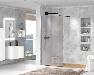 Душевая перегородка CEZARES LIBERTA-L-1-140-120-C-NERO кронштейн 120см